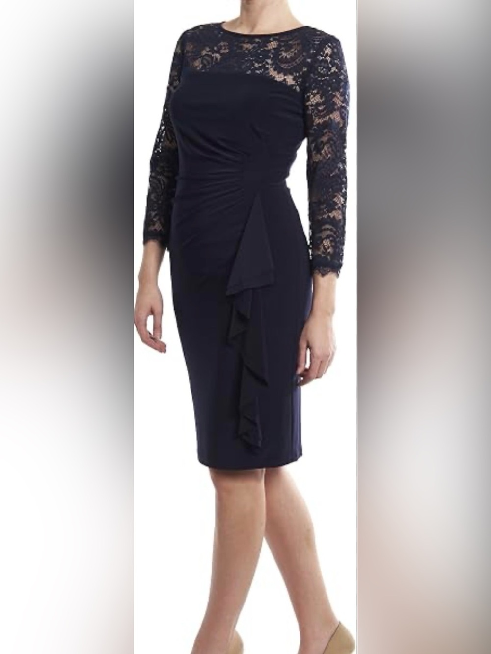 Joseph Ribkoff Black Lace-Trim Sheath Dress
